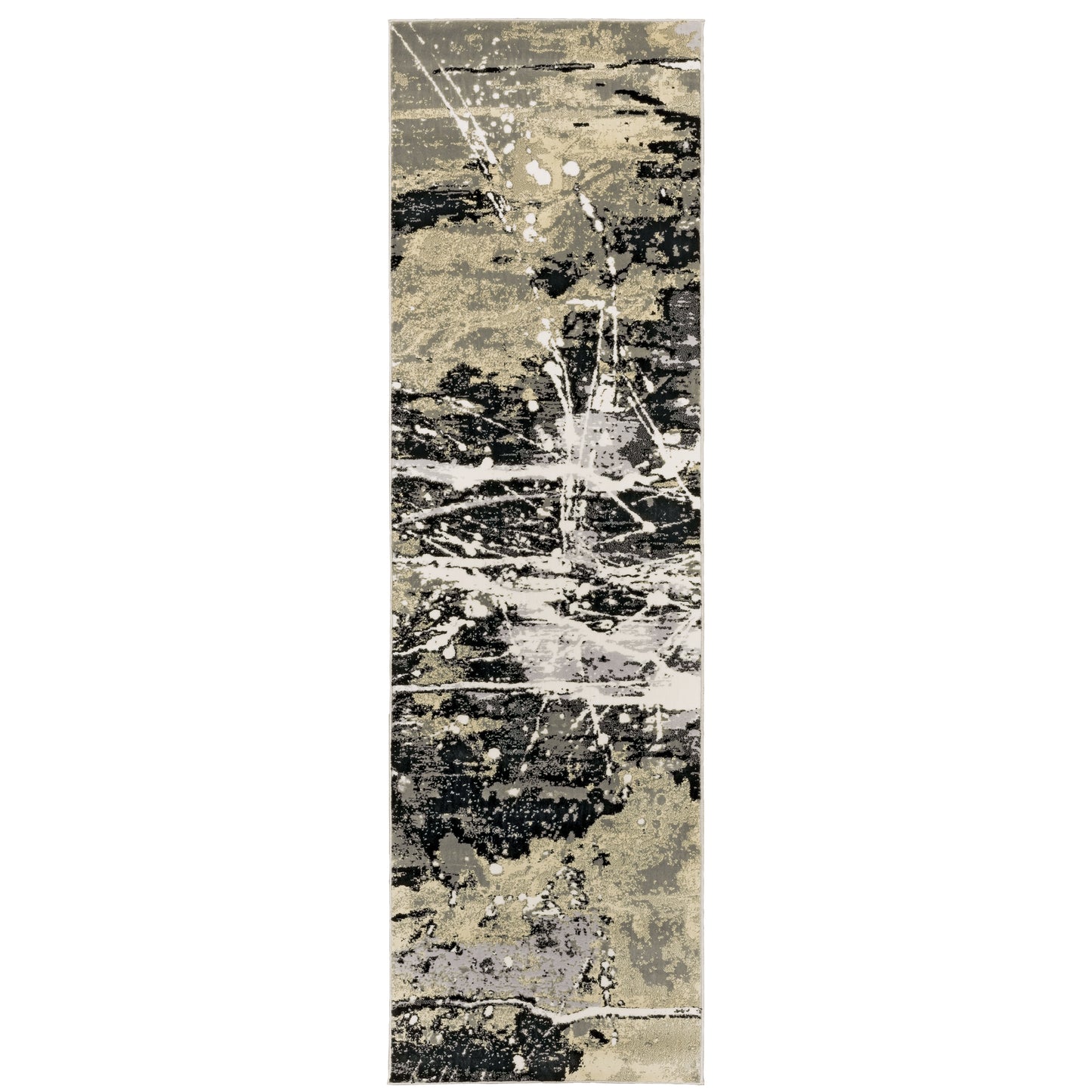 Bowen Black Gold Industrial Abstract Indoor Rug