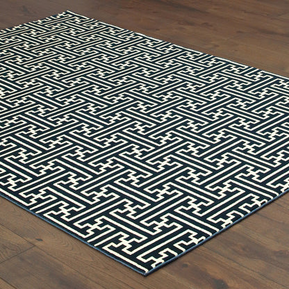 Bowen Navy Ivory Transitional Geometric Indoor Rug