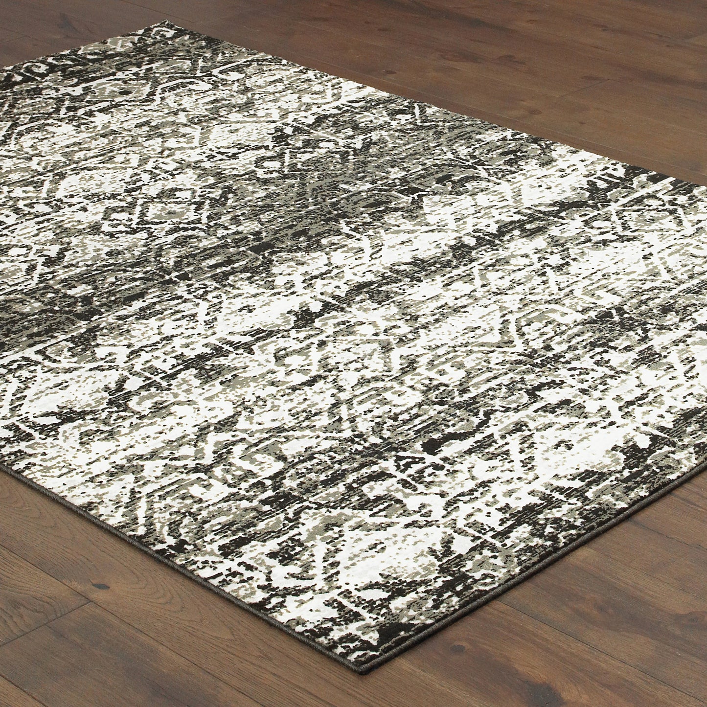 Bowen Grey Ivory Industrial Geometric Indoor Rug