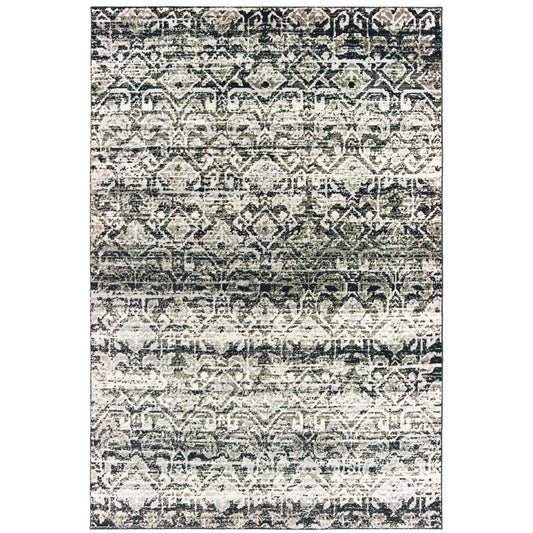 Bowen Grey Ivory Industrial Geometric Indoor Rug