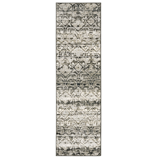 Bowen Grey Ivory Industrial Geometric Indoor Rug