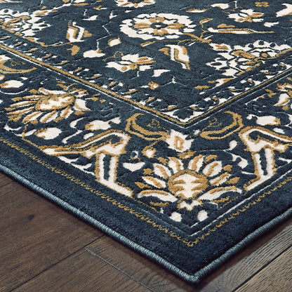 Bowen Navy Gold Traditional Oriental Indoor Rug