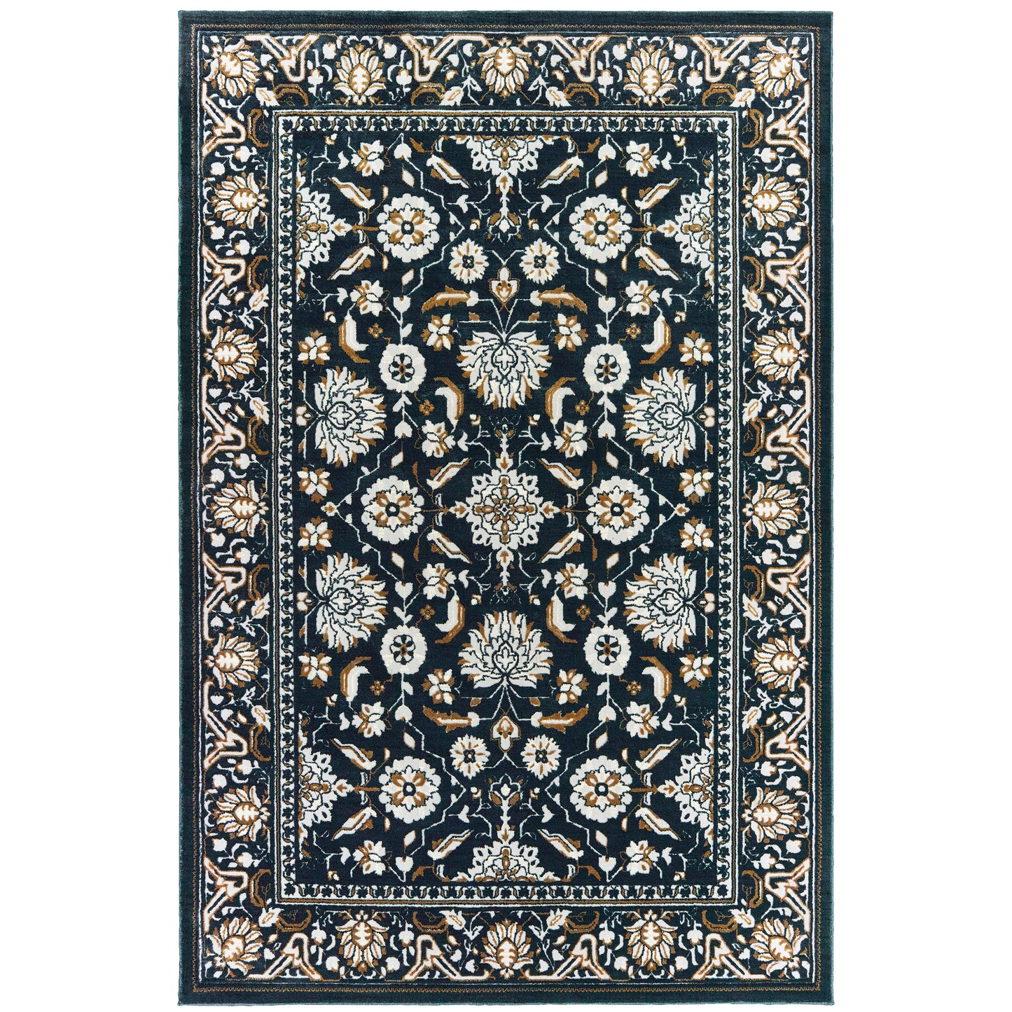 Bowen Navy Gold Traditional Oriental Indoor Rug