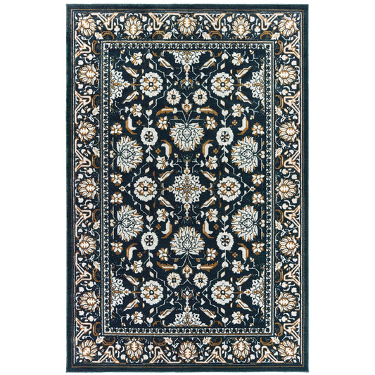 Bowen Navy Gold Traditional Oriental Indoor Rug