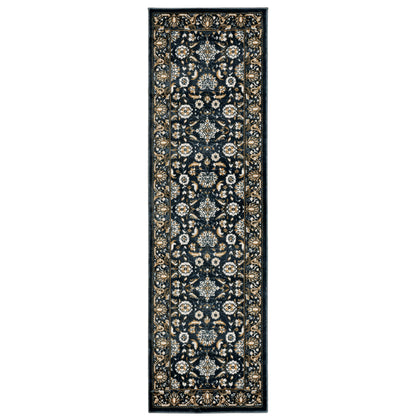 Bowen Navy Gold Traditional Oriental Indoor Rug