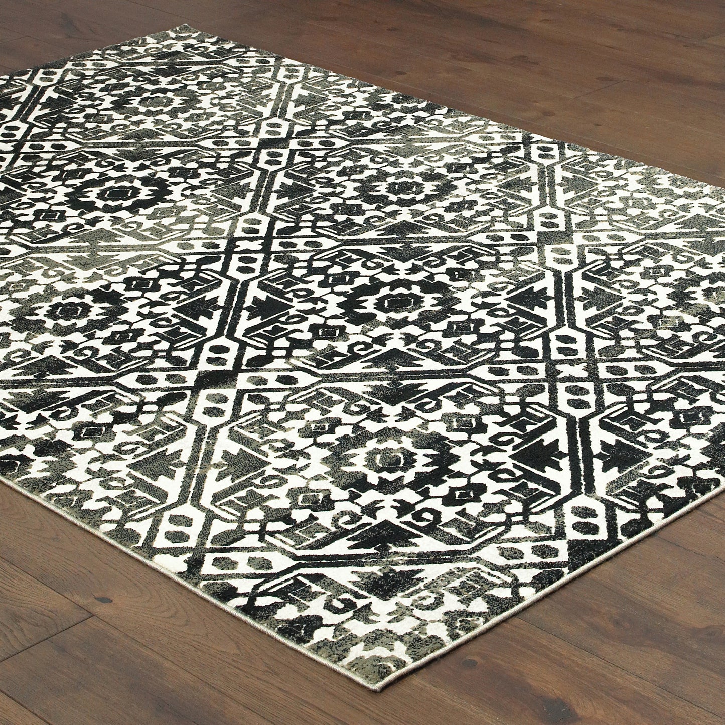 Bowen Navy Ivory Glam Geometric Indoor Rug