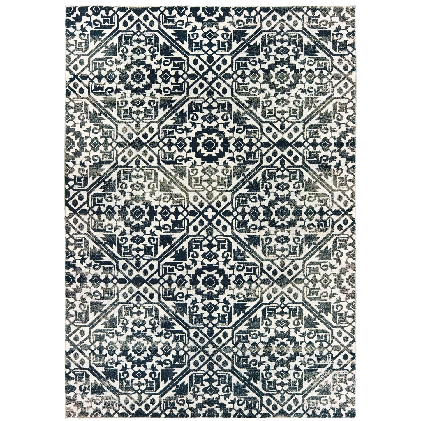 Bowen Navy Ivory Glam Geometric Indoor Rug