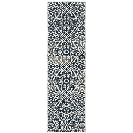 Bowen Navy Ivory Glam Geometric Indoor Rug