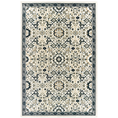 Bowen Ivory Navy Traditional Oriental Indoor Rug