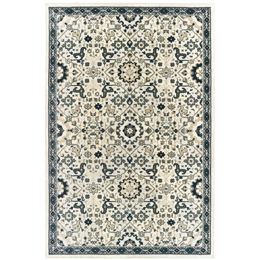 Bowen Ivory Navy Traditional Oriental Indoor Rug