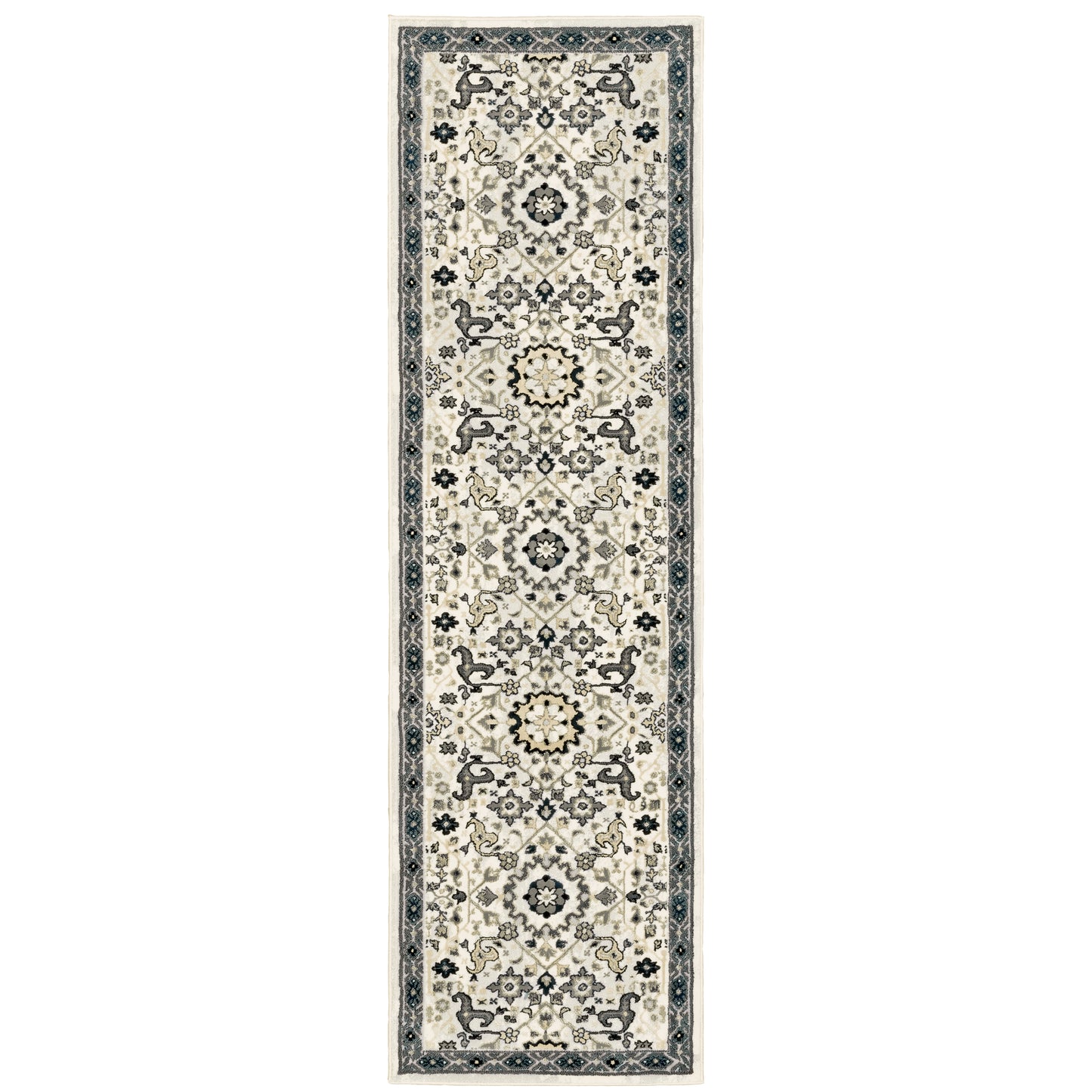 Bowen Ivory Navy Traditional Oriental Indoor Rug