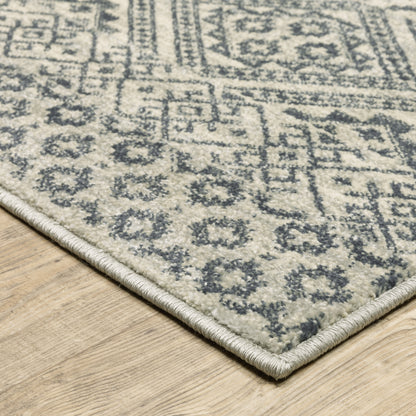 Branson Blue Beige Tribal Geometric Indoor Rug