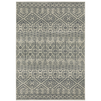 Branson Blue Beige Tribal Geometric Indoor Rug