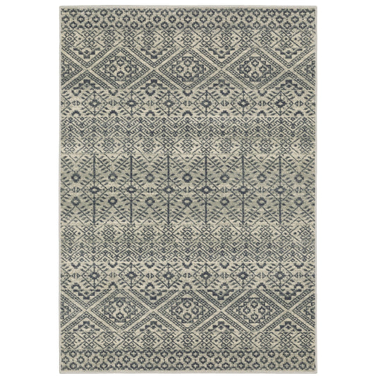 Branson Blue Beige Tribal Geometric Indoor Rug