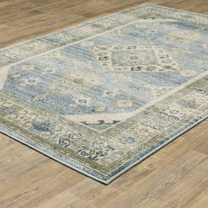 Branson Blue Grey Vintage Medallion Indoor Rug