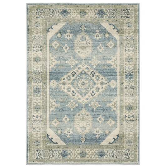 Branson Blue Grey Vintage Medallion Indoor Rug