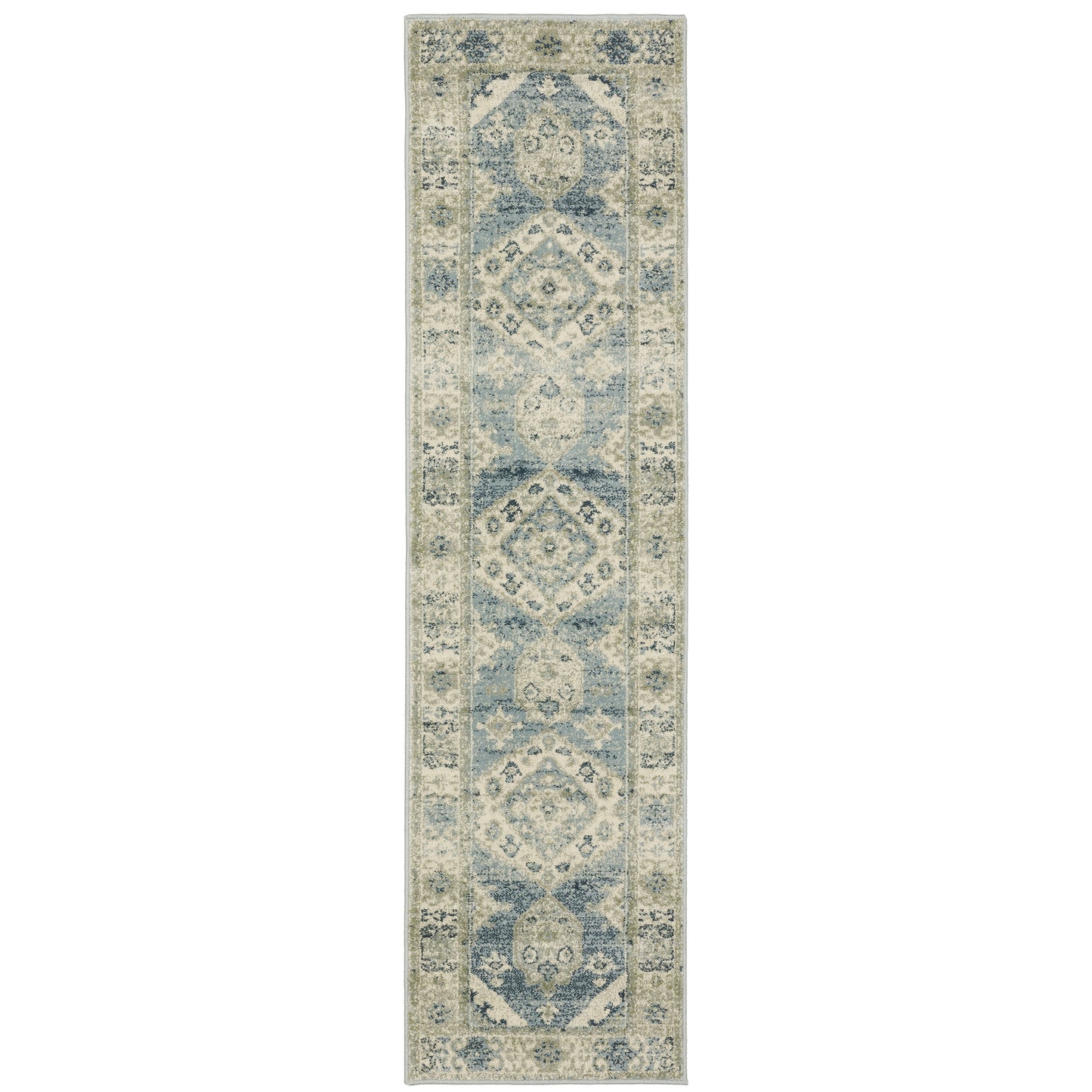 Branson Blue Grey Vintage Medallion Indoor Rug