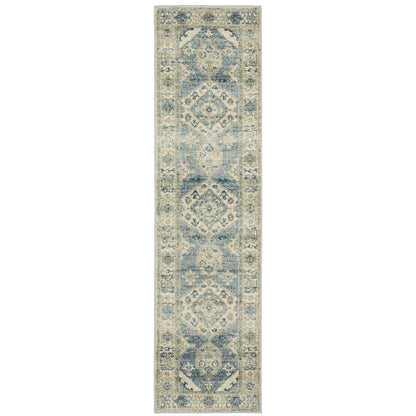 Branson Blue Grey Vintage Medallion Indoor Rug