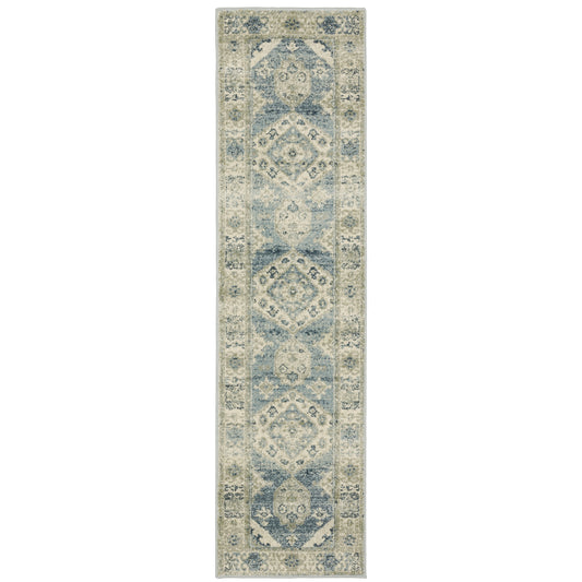 Branson Blue Grey Vintage Medallion Indoor Rug