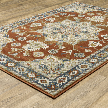 Branson Rust Beige Traditional Medallion Indoor Rug