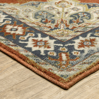 Branson Rust Beige Traditional Medallion Indoor Rug