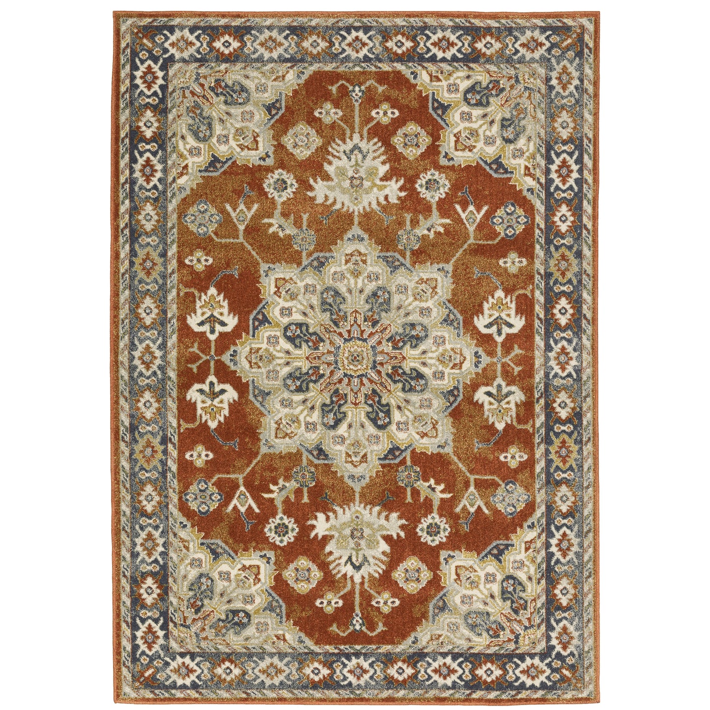 Branson Rust Beige Traditional Medallion Indoor Rug