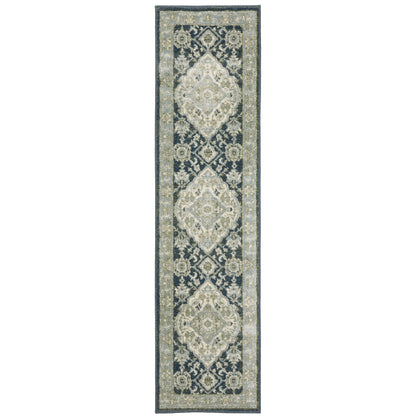 Branson Teal Ivory Traditional Medallion Indoor Rug