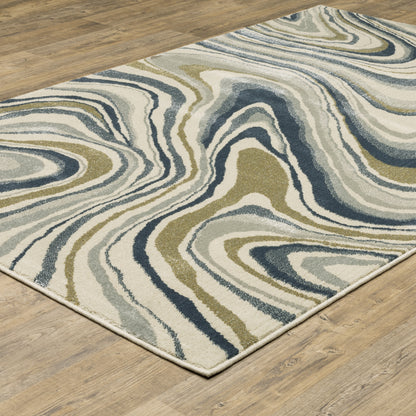 Branson Ivory Teal Modern & Contemporary Abstract Indoor Rug