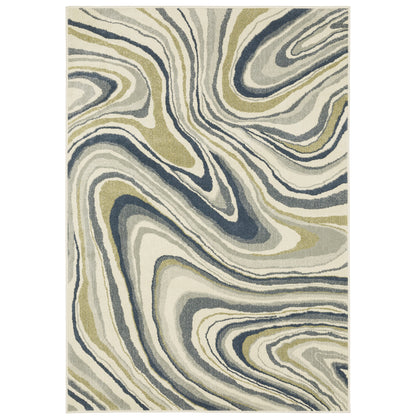 Branson Ivory Teal Modern & Contemporary Abstract Indoor Rug