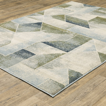 Branson Blue Green Modern & Contemporary Geometric Indoor Rug