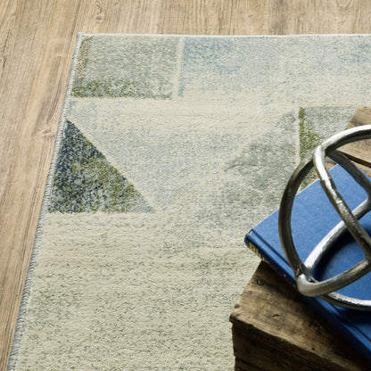 Branson Blue Green Modern & Contemporary Geometric Indoor Rug