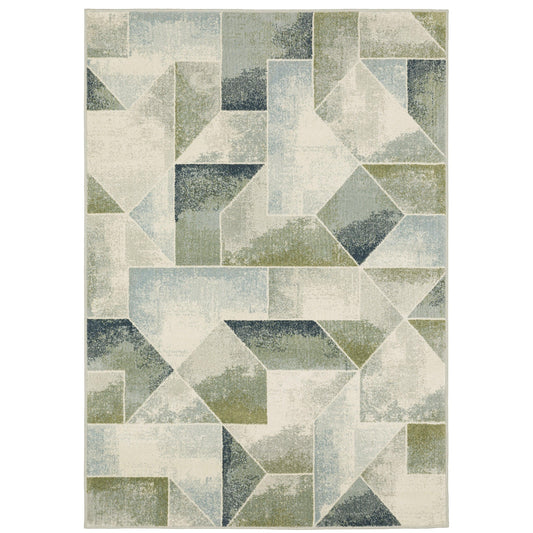 Branson Blue Green Modern & Contemporary Geometric Indoor Rug