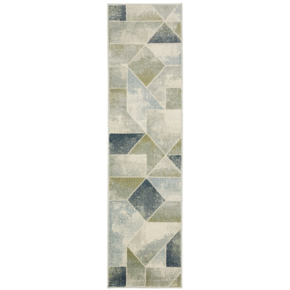 Branson Blue Green Modern & Contemporary Geometric Indoor Rug