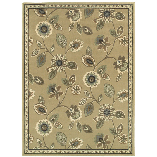 Brentwood Stone Blue Traditional Floral Indoor Rug