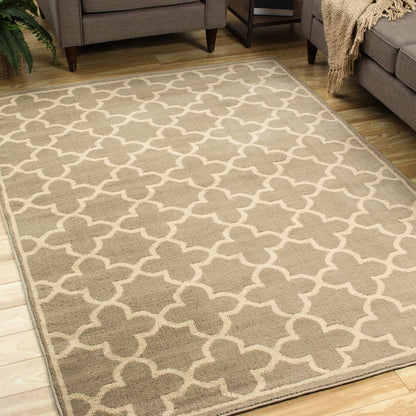 Brentwood Tan Beige Transitional Geometric Indoor Rug