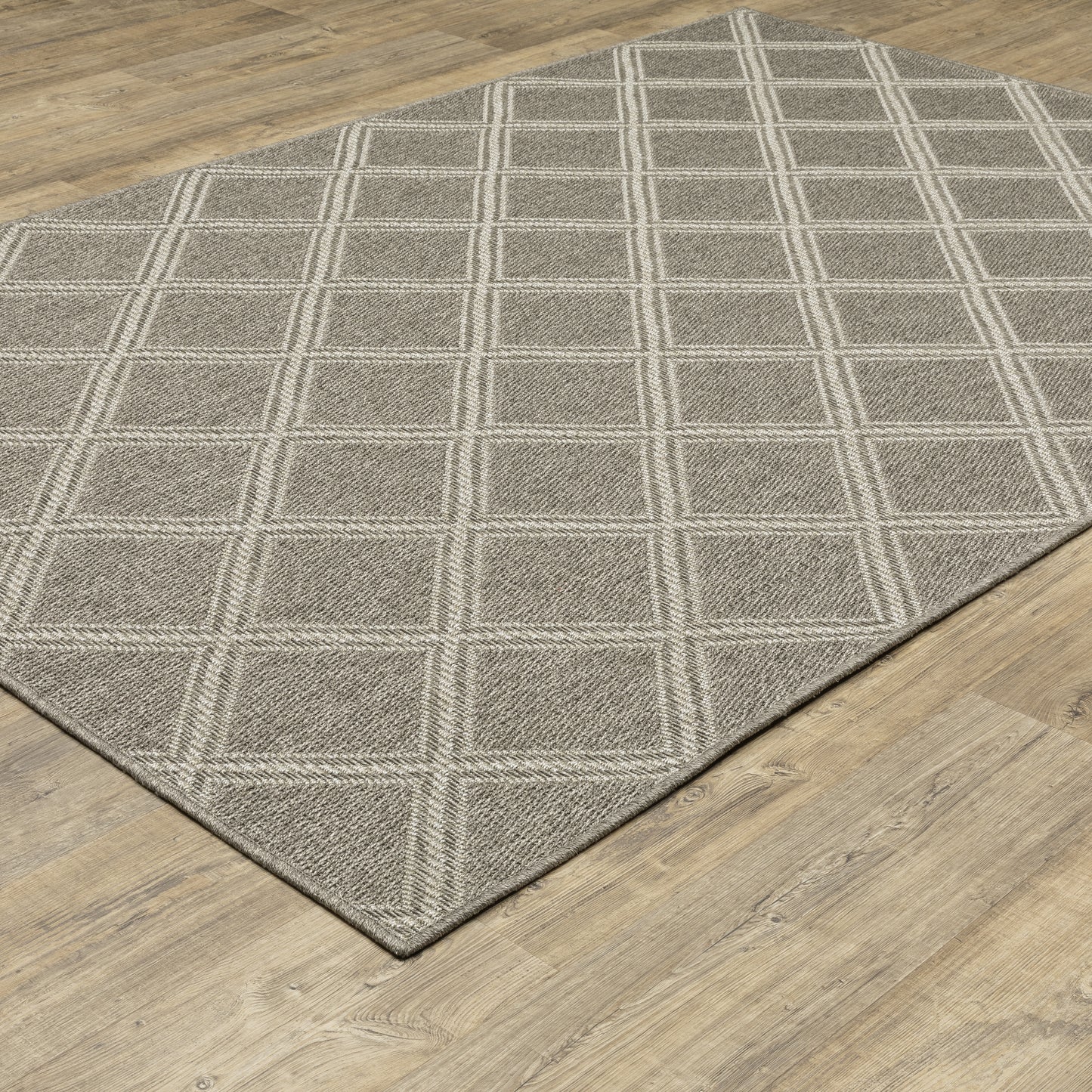 Caicos Grey Light Grey Casual Lattice Ulimate Performance - Indoor/Outdoor Rug