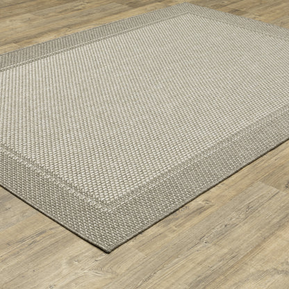 Caicos Grey Light Grey Casual Border Ulimate Performance - Indoor/Outdoor Rug