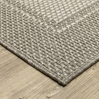 Caicos Grey Light Grey Casual Border Ulimate Performance - Indoor/Outdoor Rug