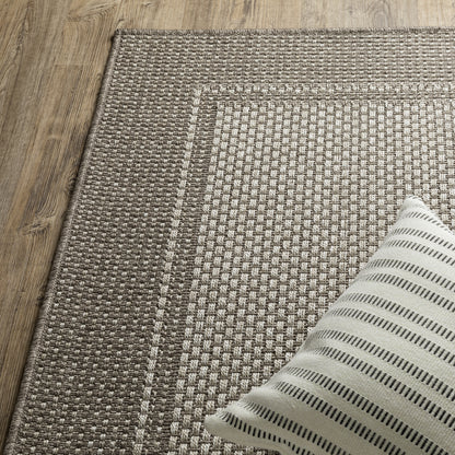 Caicos Grey Light Grey Casual Border Ulimate Performance - Indoor/Outdoor Rug