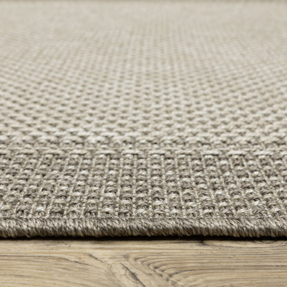 Caicos Grey Light Grey Casual Border Ulimate Performance - Indoor/Outdoor Rug