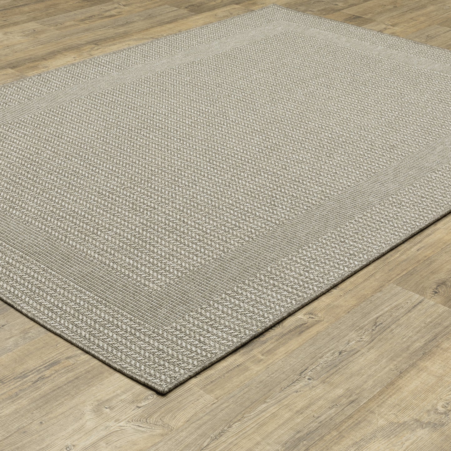 Caicos Grey Light Grey Casual Border Ulimate Performance - Indoor/Outdoor Rug