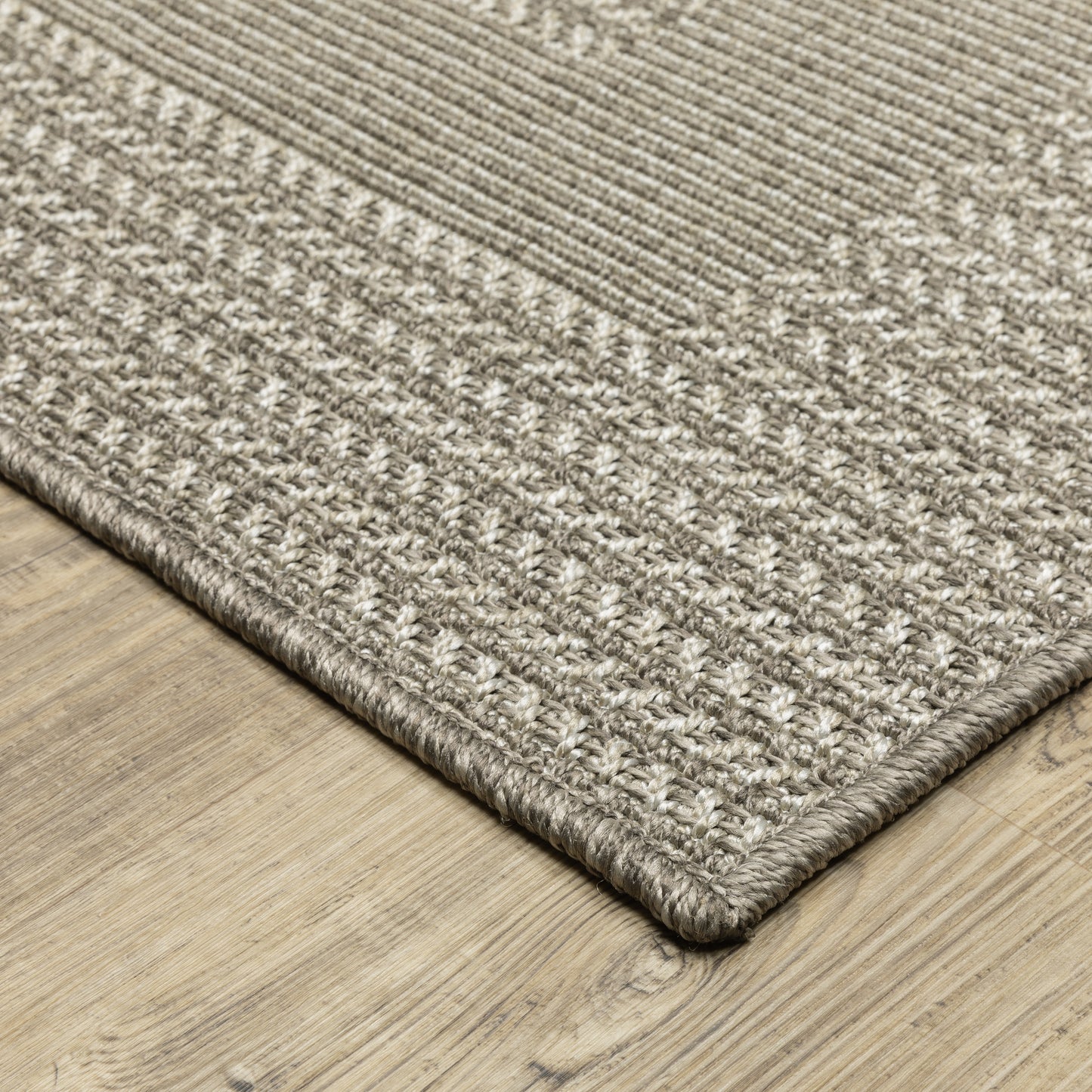 Caicos Grey Light Grey Casual Border Ulimate Performance - Indoor/Outdoor Rug