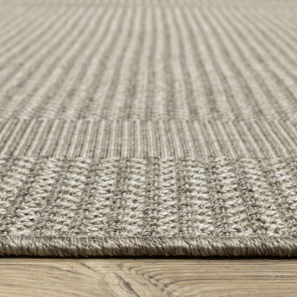 Caicos Grey Light Grey Casual Border Ulimate Performance - Indoor/Outdoor Rug