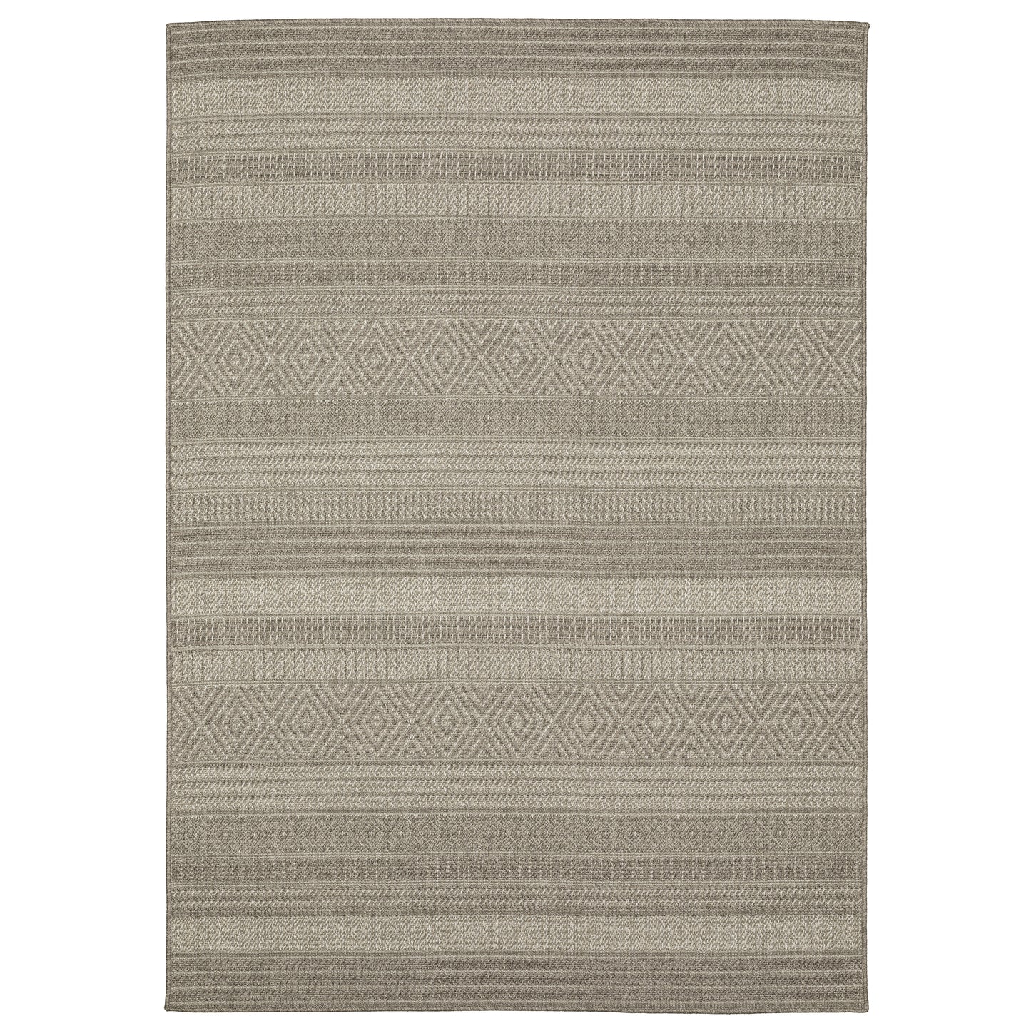 Caicos Grey Light Grey Casual Stripe Ulimate Performance - Indoor/Outdoor Rug