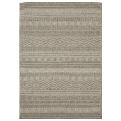 Caicos Grey Light Grey Casual Stripe Ulimate Performance - Indoor/Outdoor Rug