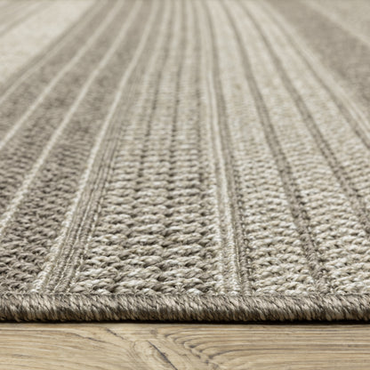 Caicos Grey Light Grey Casual Stripe Ulimate Performance - Indoor/Outdoor Rug