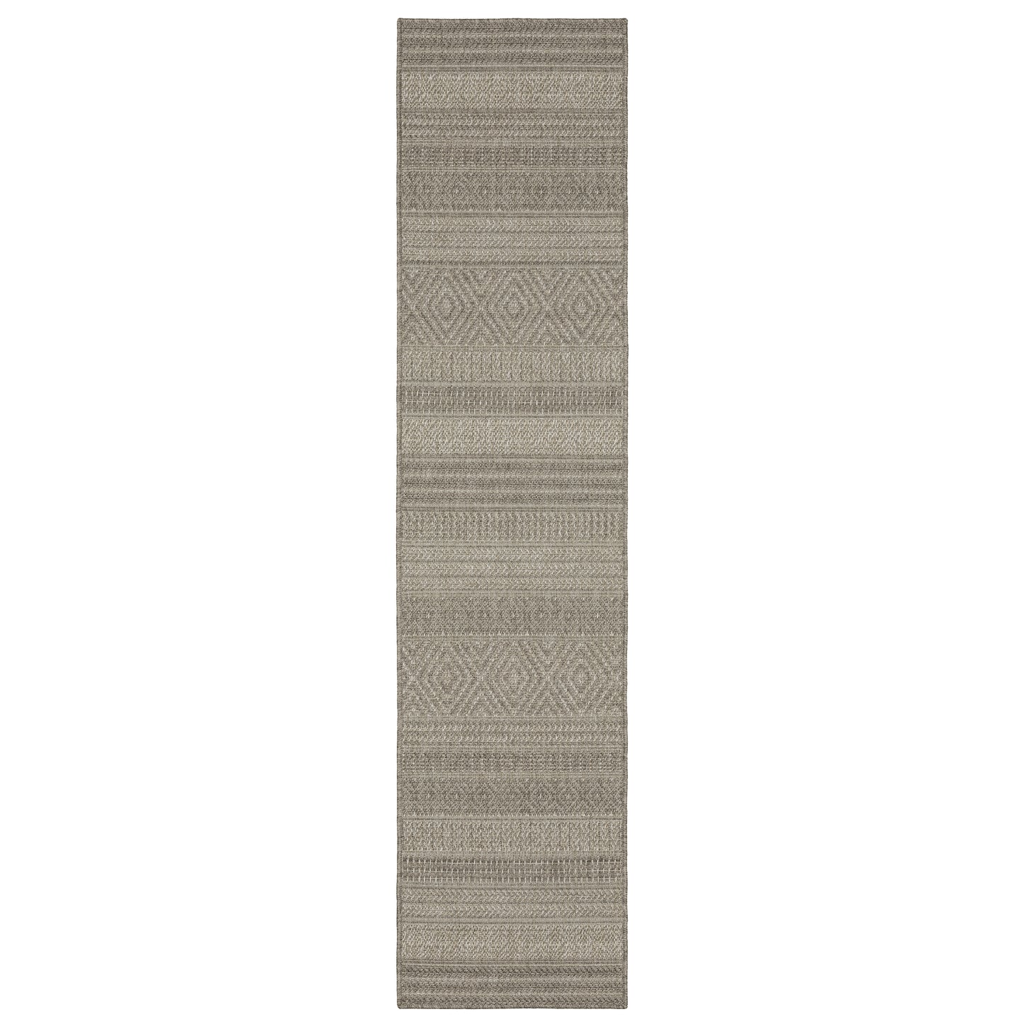 Caicos Grey Light Grey Casual Stripe Ulimate Performance - Indoor/Outdoor Rug