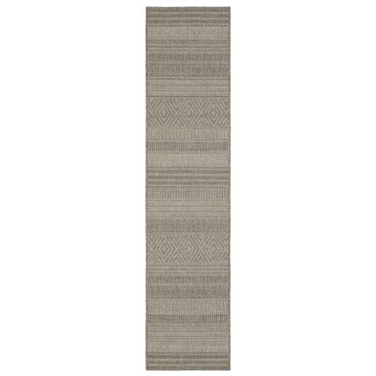 Caicos Grey Light Grey Casual Stripe Ulimate Performance - Indoor/Outdoor Rug