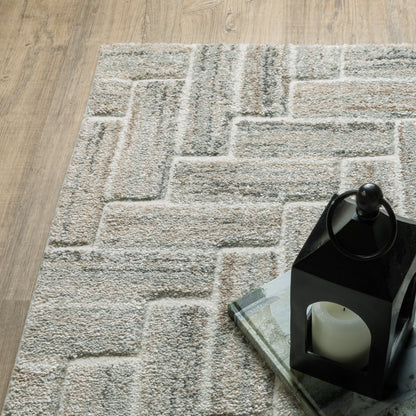 Cambria Ivory Beige Modern & Contemporary Herringbone Indoor Rug