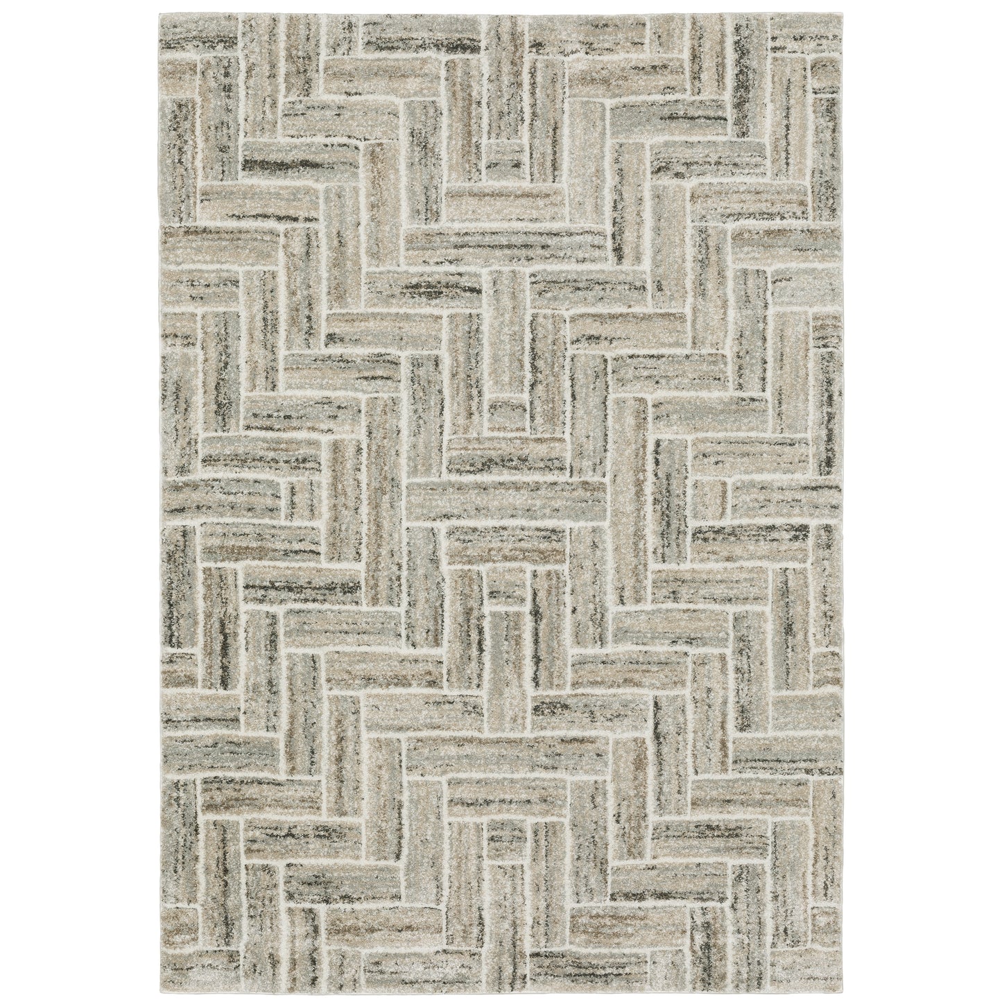 Cambria Ivory Beige Modern & Contemporary Herringbone Indoor Rug